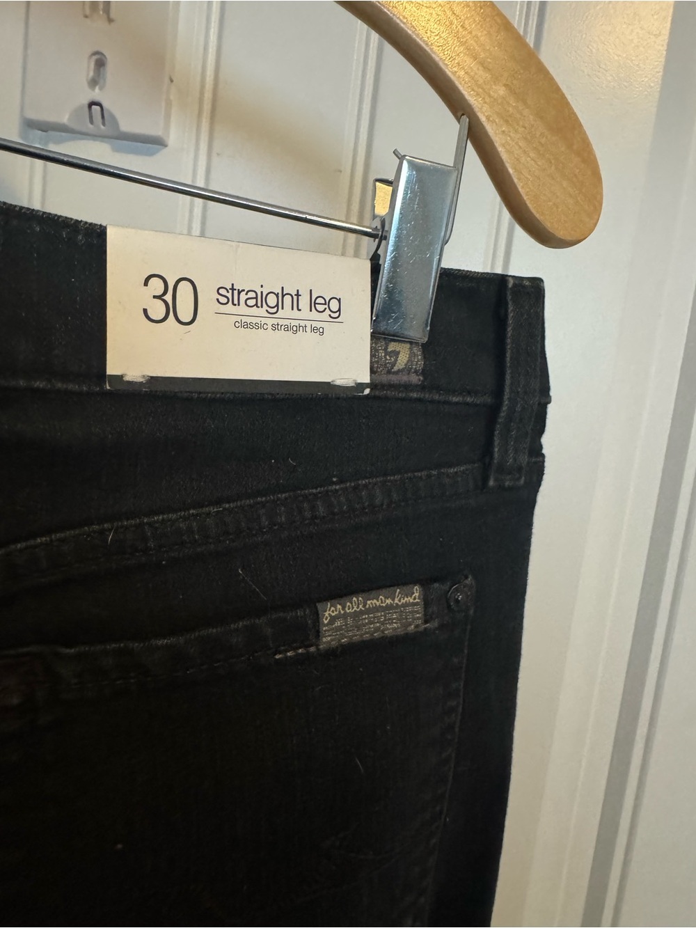 7 For All Mankind Black Straight Leg Jeans